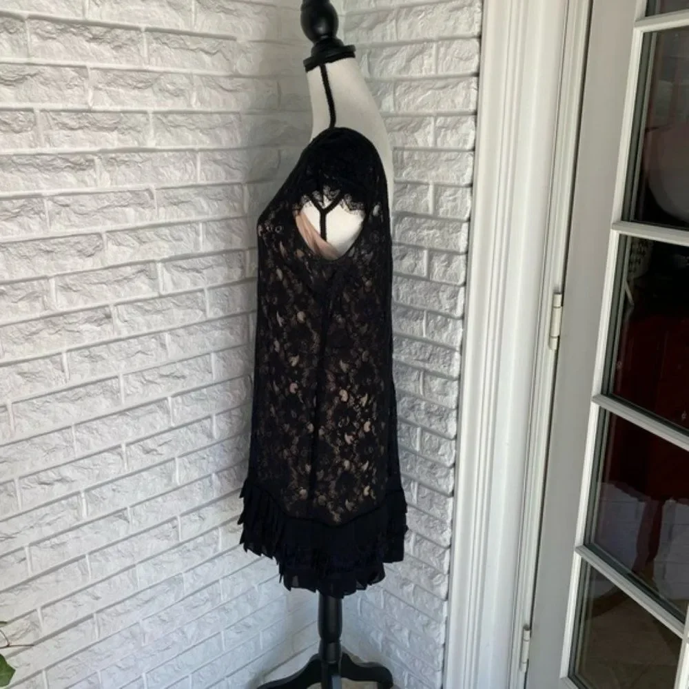 Jessica Simpson Flapper-Style Ruffle Lace Dress w/ Slip - Picture 3 of 6